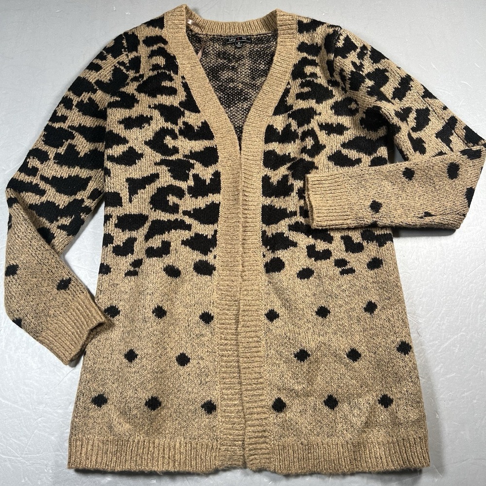 Lety & Me Womens‎ Open Front Cardigan Sz Medium Lightweight, Workwear Cheetah
